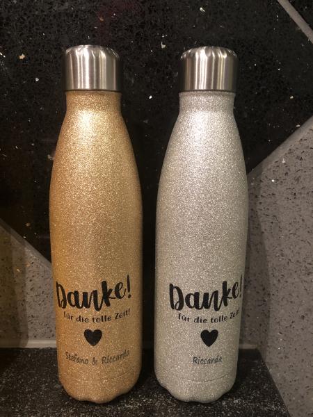 Edelstahlflasche Glitter gold